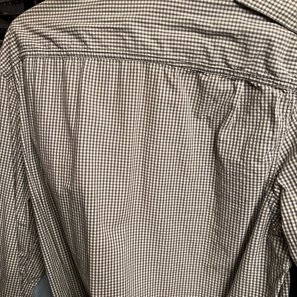 George Tan Checkered Button-Up Shirt large - Picture 2 of 2